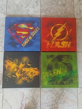 Superhero Wall Art Set - Blue, Red, Black, Green Prints
